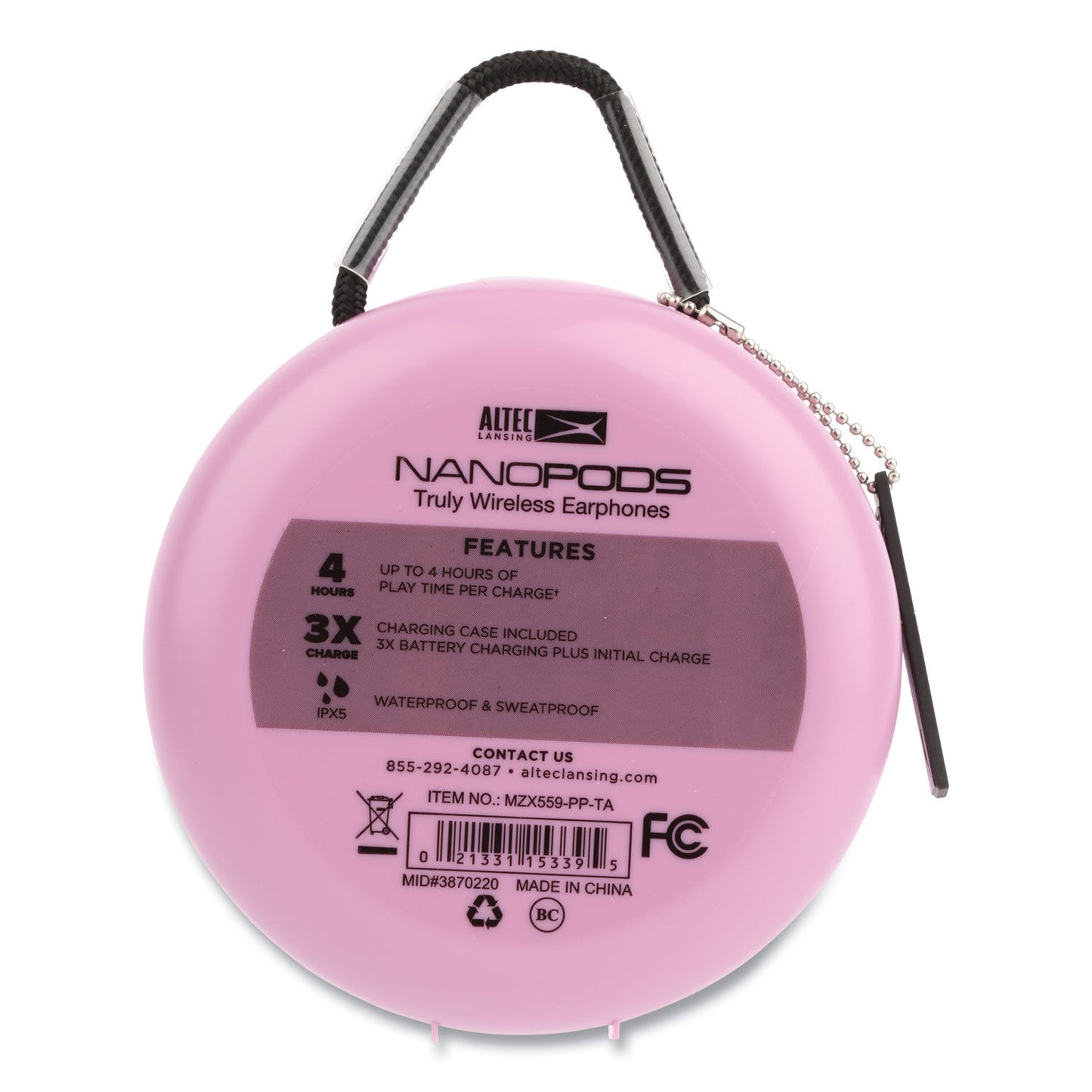 Altec Lansing NanoPods Truly Wireless Earbuds with Charging Case - Purpley Pink