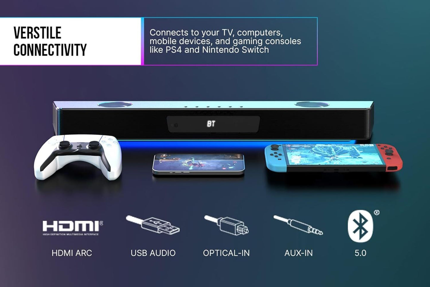 Creative Katana V2X Gaming Soundbar with Subwoofer Black