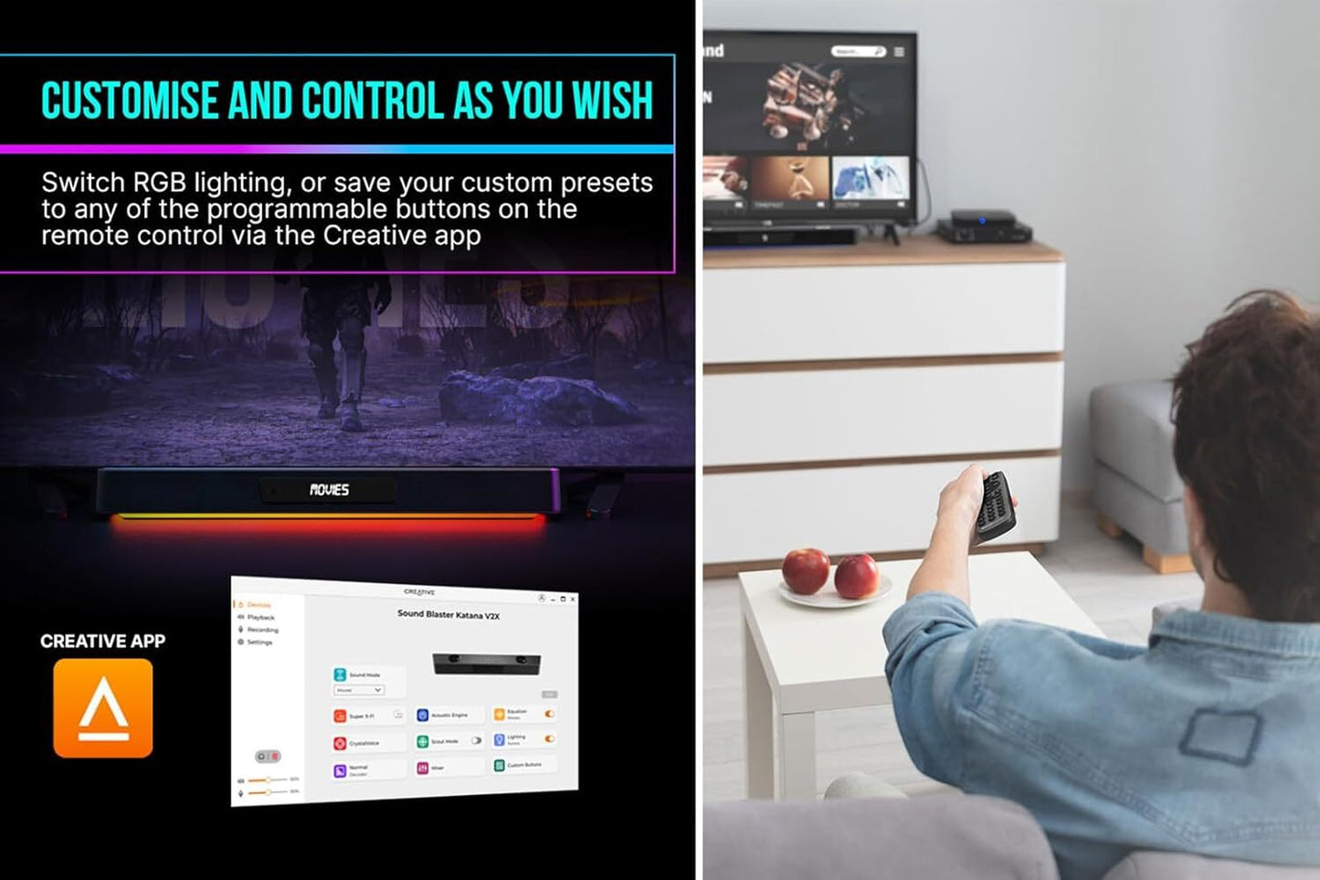 Creative Katana V2X Gaming Soundbar with Subwoofer Black