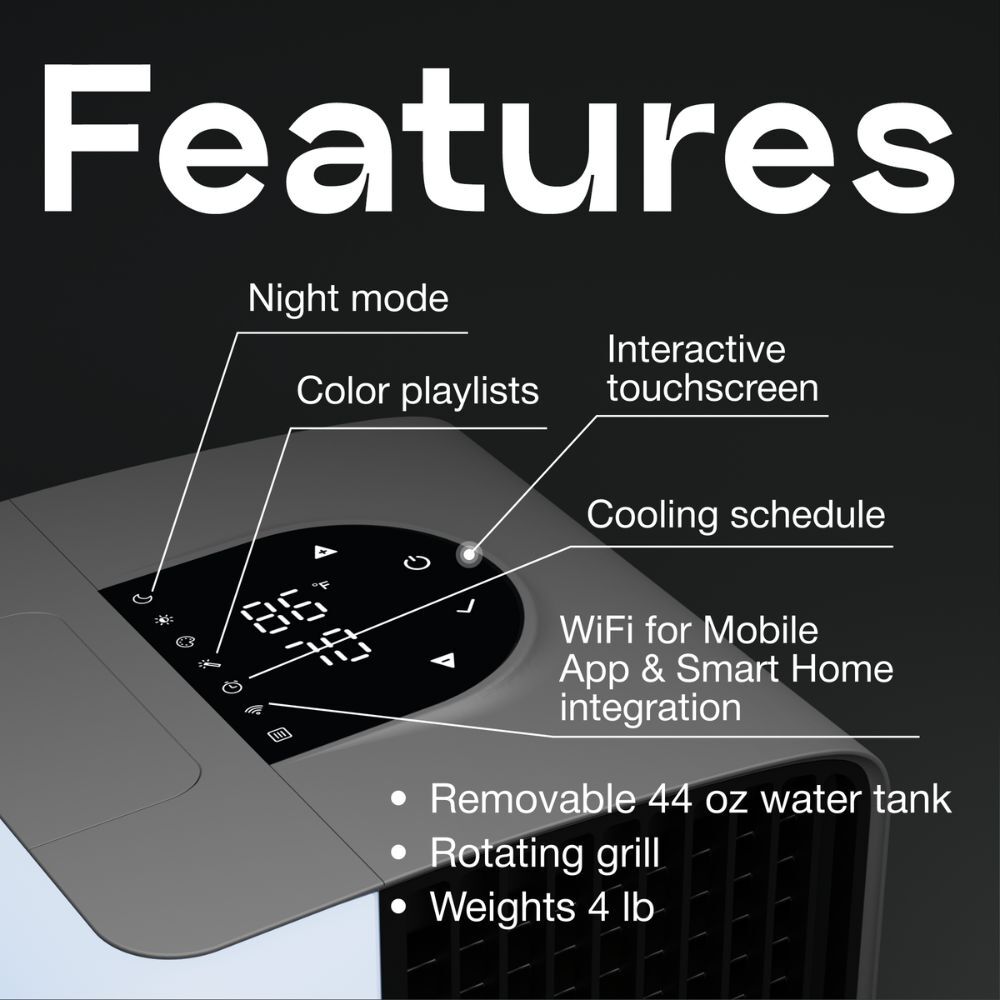 Evapolar evaSMART Personal Portable Air Cooler and Humidifier Stormy Grey