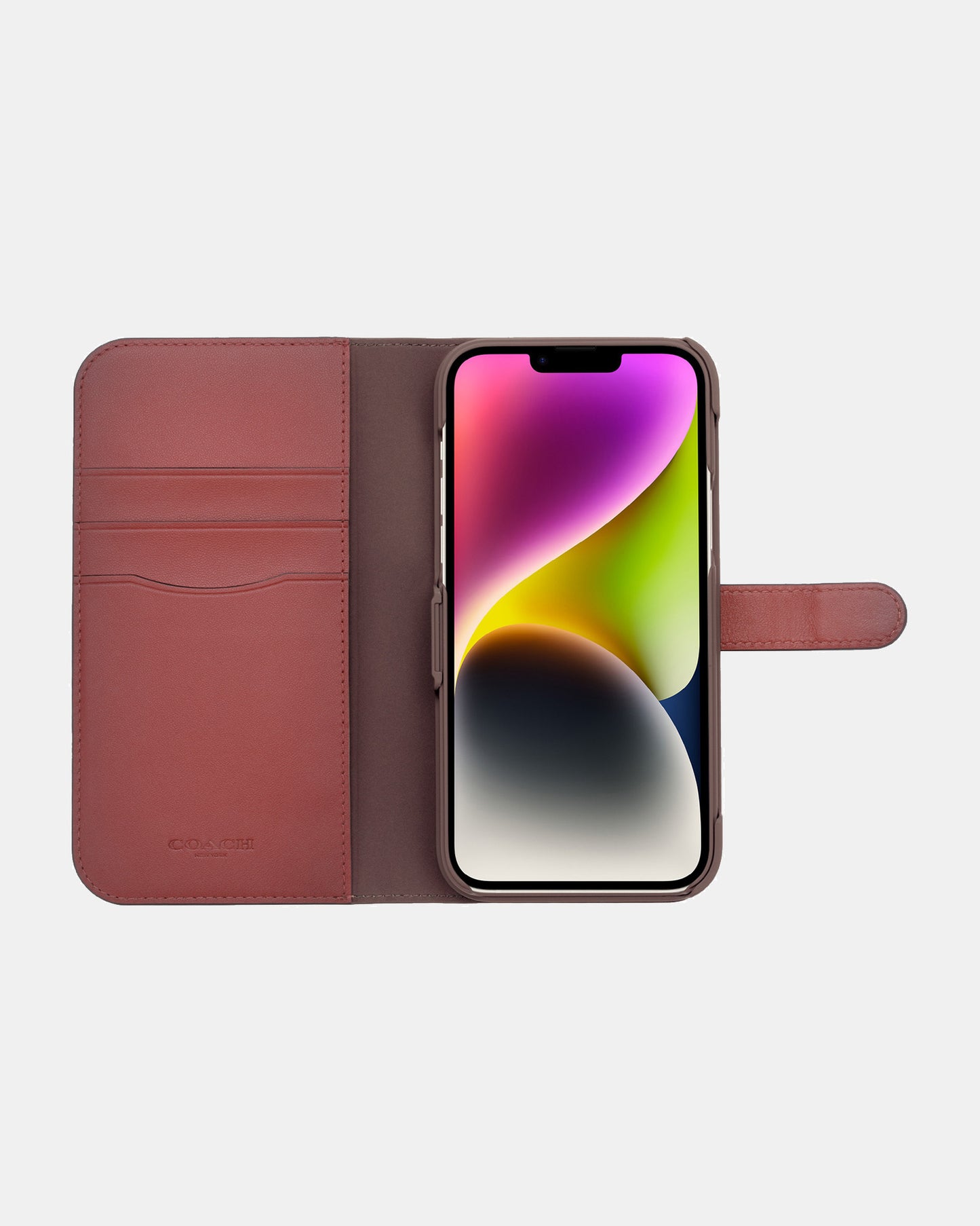 Coach iPhone 14 Plus Folio Folio Signature C Tan