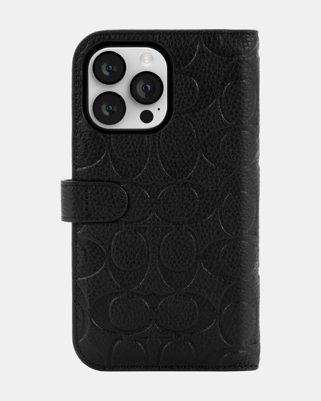 Coach iPhone 14 Pro Max Leather Folio Black Emboss