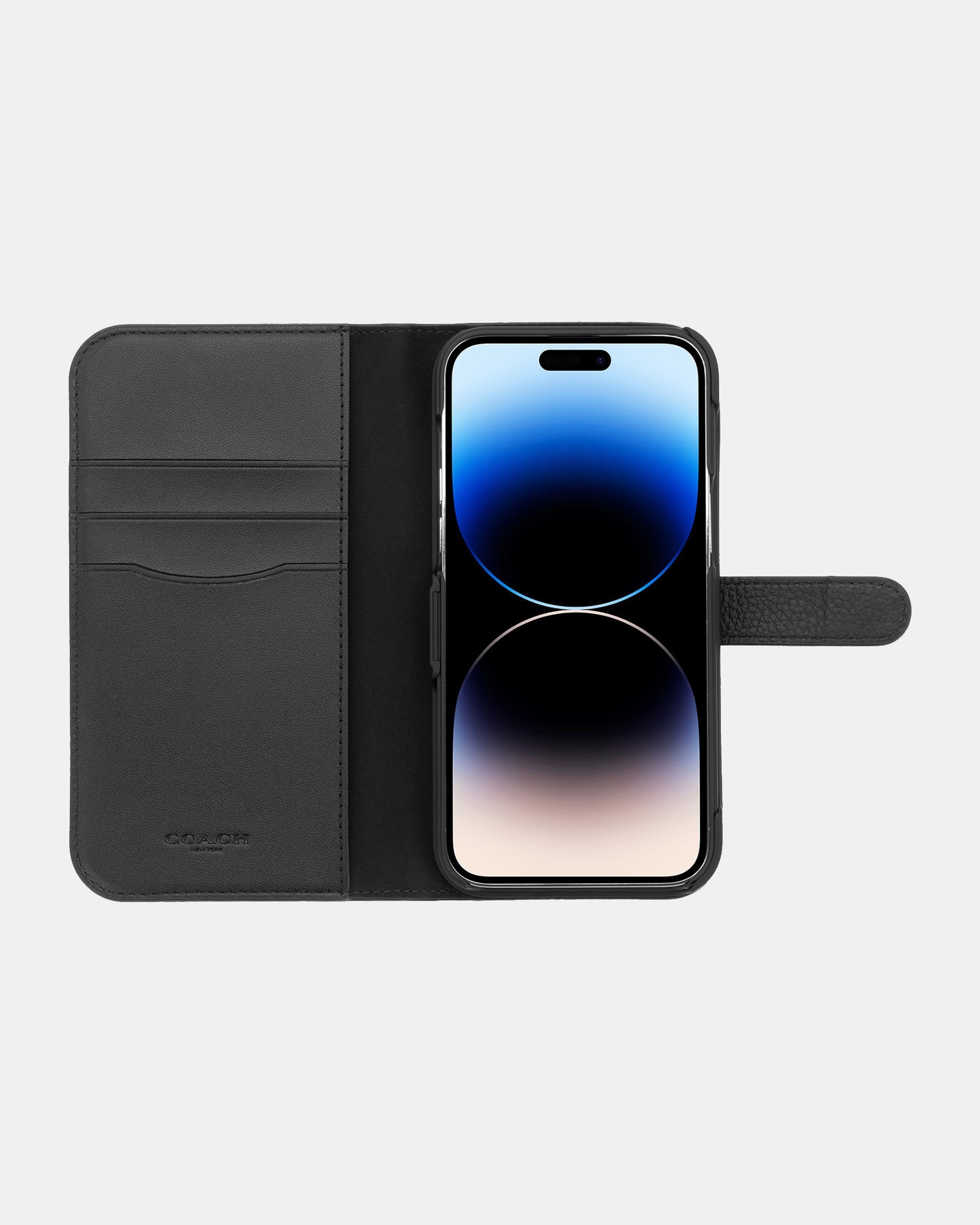 Coach iPhone 14 Pro Max Leather Folio Black Emboss