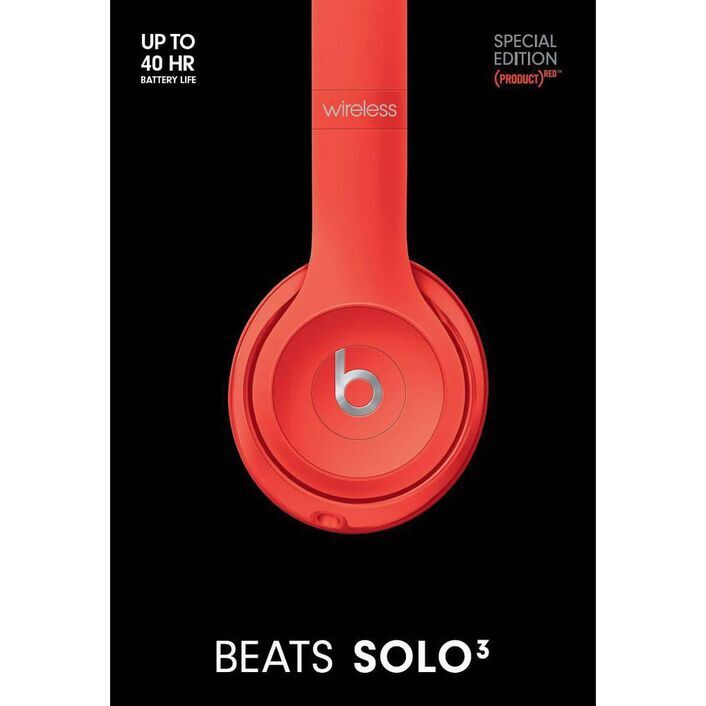 Beats Solo3 Wireless Bluetooth Headphones Red