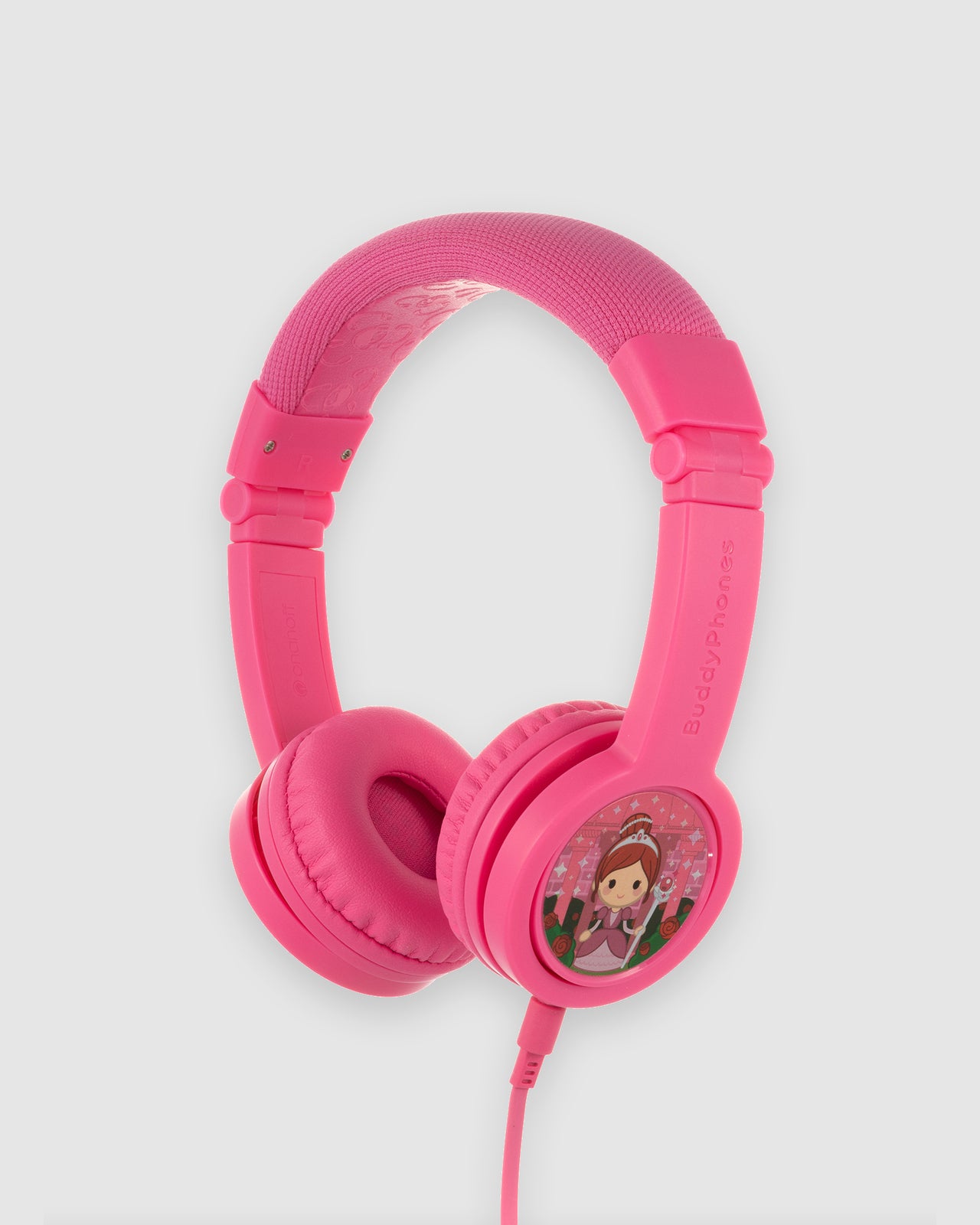 BuddyPhones Explore Plus Wired Foldable On Ear Headphones For Kids with Mic Pink