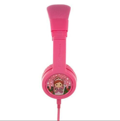 BuddyPhones Explore Plus Wired Foldable On Ear Headphones For Kids with Mic Pink