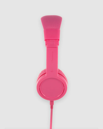 BuddyPhones Explore Plus Wired Foldable On Ear Headphones For Kids with Mic Pink