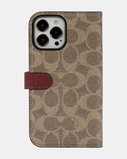 Coach Apple iPhone 12/13 Pro Max Folio Signature C Khaki