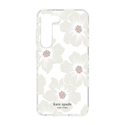 Kate Spade New York Protective Hardshell Phone Case for Larry - Hollyhock Floral Clear/Cream with Stones