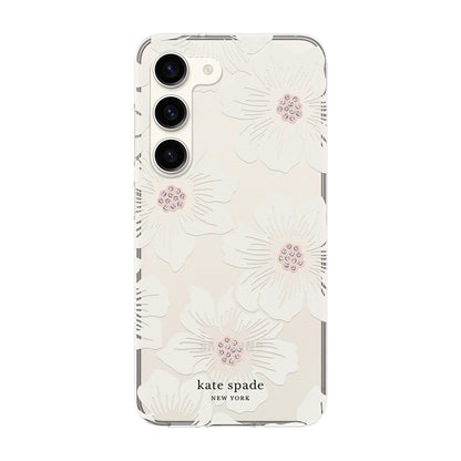 Kate Spade New York Protective Hardshell Phone Case for Larry - Hollyhock Floral Clear/Cream with Stones