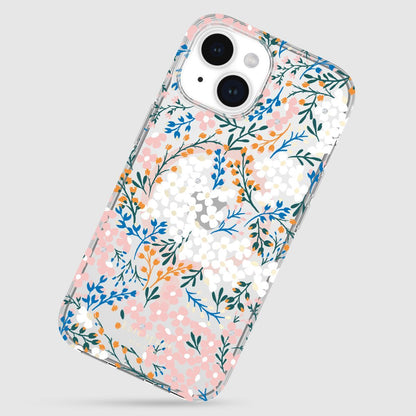 KSNY iPhone 15 Protective Case Magsafe Multi Floral Rose