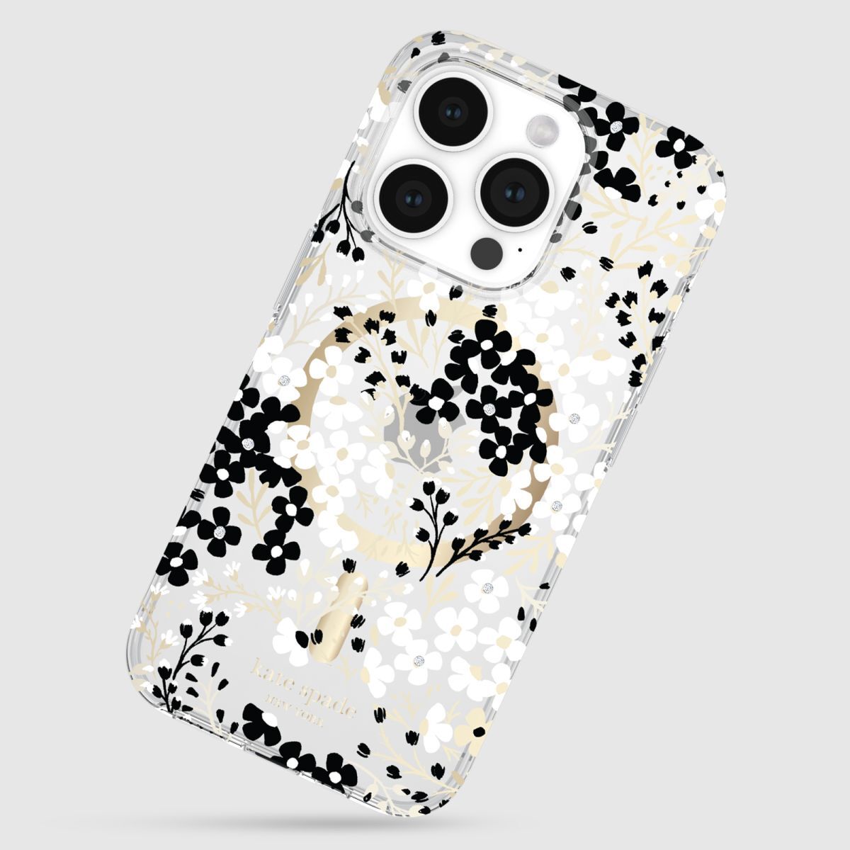 KSNY iPhone 15 Pro Protective Case Magsafe Multi Floral Black