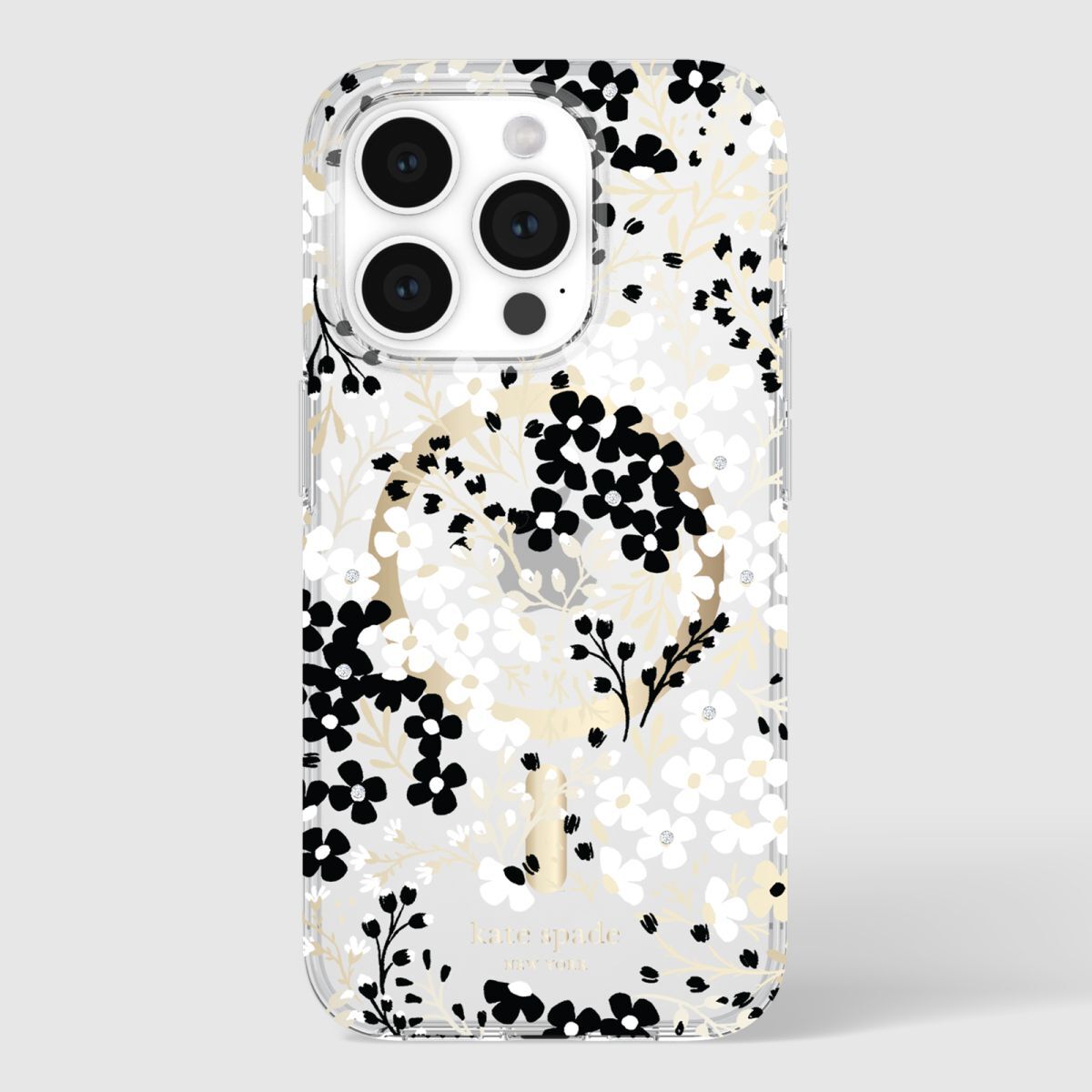 KSNY iPhone 15 Pro Protective Case Magsafe Multi Floral Black