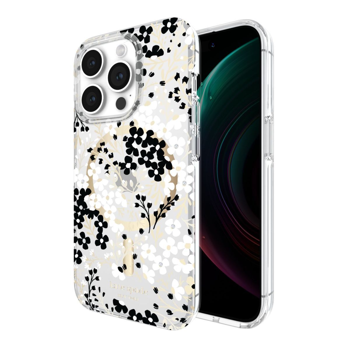 KSNY iPhone 15 Pro Protective Case Magsafe Multi Floral Black