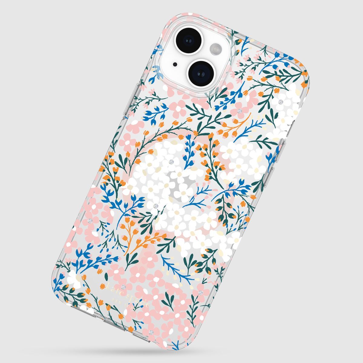 KSNY iPhone 15 Plus Protective Case Magsafe Multi Floral Rose