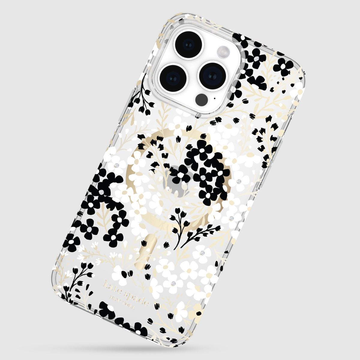 KSNY iPhone 15 Pro Max Protective Case Magsafe Multi Floral Black