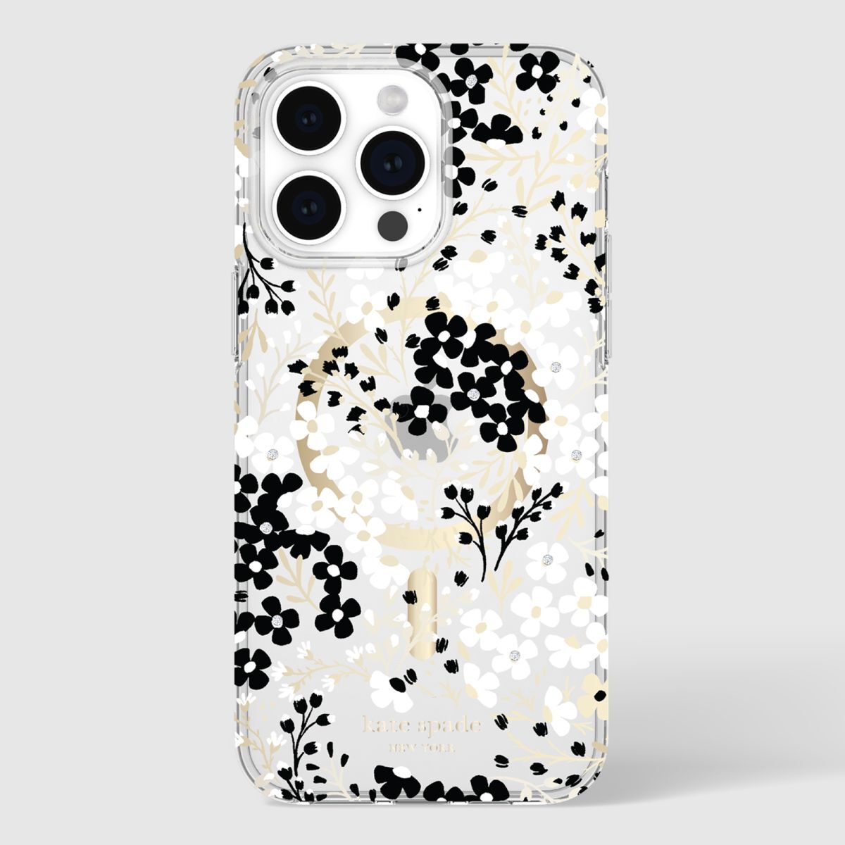 KSNY iPhone 15 Pro Max Protective Case Magsafe Multi Floral Black