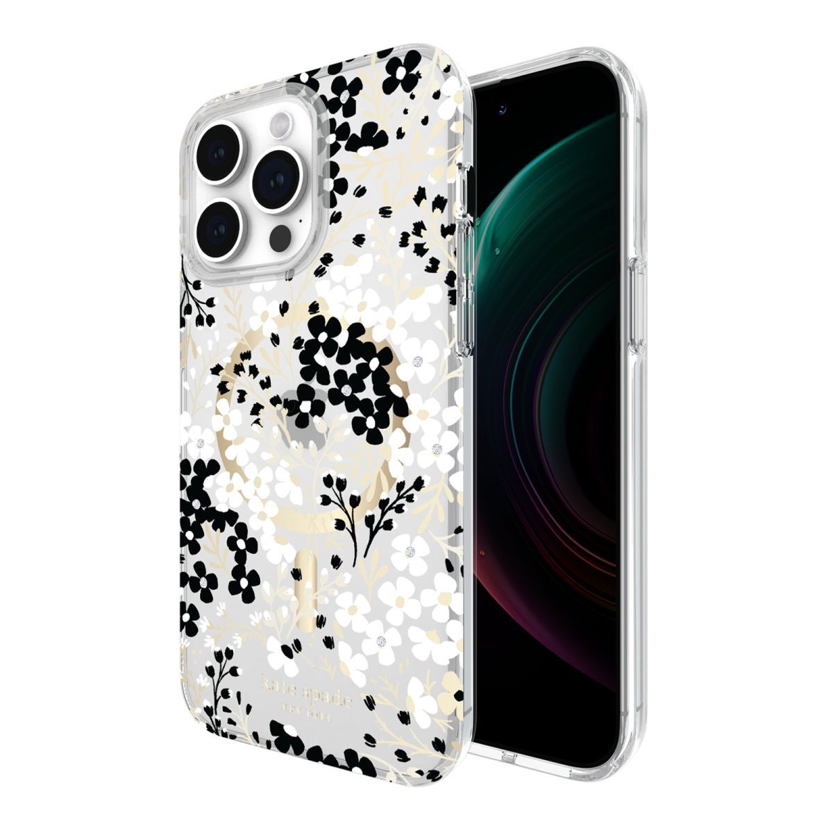 KSNY iPhone 15 Pro Max Protective Case Magsafe Multi Floral Black
