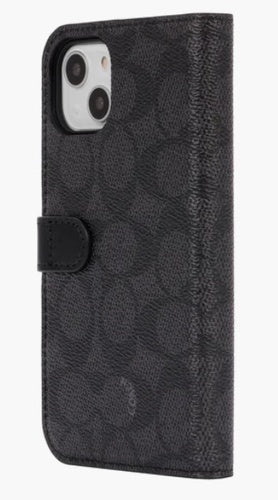 Coach Folio Phone Case for Apple iPhone 13 Signature C Black