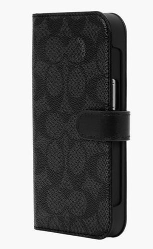 Coach Folio Phone Case for Apple iPhone 13 Pro Signature C Black