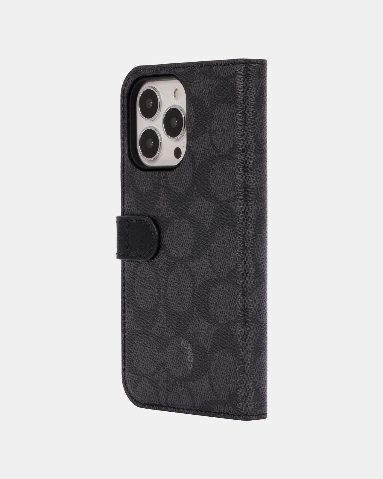 Coach Folio Phone Case for Apple iPhone 13 Pro Signature C Black