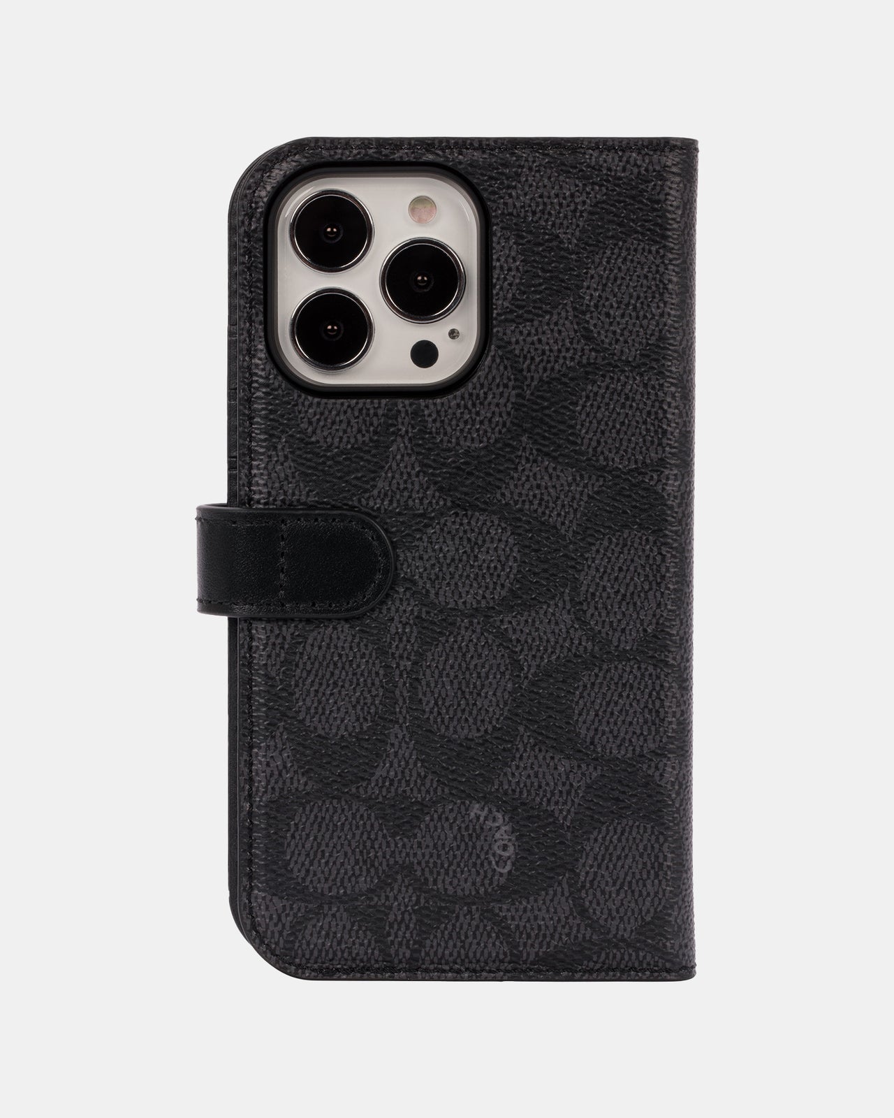 Coach Folio Phone Case for Apple iPhone 13 Pro Signature C Black