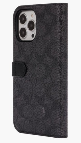 Coach Folio Phone Case for Apple iPhone 13 Pro Max & Apple iPhone 12 Pro Max Signature C Black