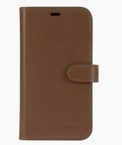 Coach Leather Folio for iPhone 11 Pro Saddle/Blind Logo