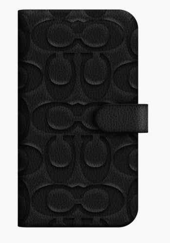 Coach Leather Folio Phone Case for Apple iPhone 13 Pro Max & Apple iPhone 12 Pro Max Signature C Black