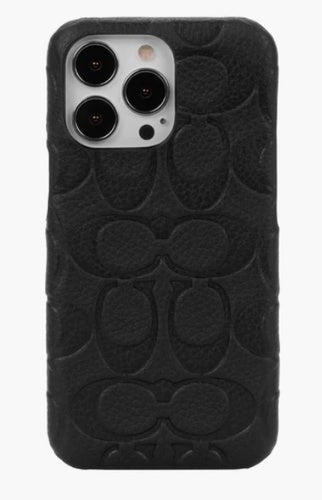 Coach Leather Slim Phone Wrap for Apple iPhone 13 Pro Signature C Black