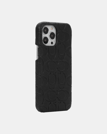 Coach Leather Slim Phone Wrap for Apple iPhone 13 Pro Max & Apple iPhone 12 Pro Max Signature C Black