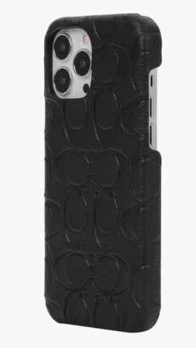 Coach Leather Slim Phone Wrap for Apple iPhone 13 Pro Max & Apple iPhone 12 Pro Max Signature C Black