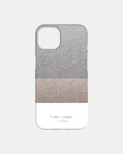 kate spade new york Protective Hardshell for Apple iPhone 13 Glitter Block White