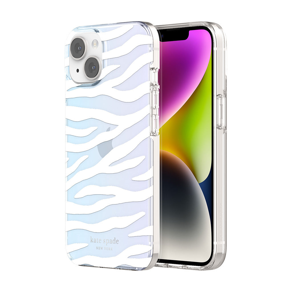 KSNY iPhone 14 Protective Hardshell White Zebra Iridescent