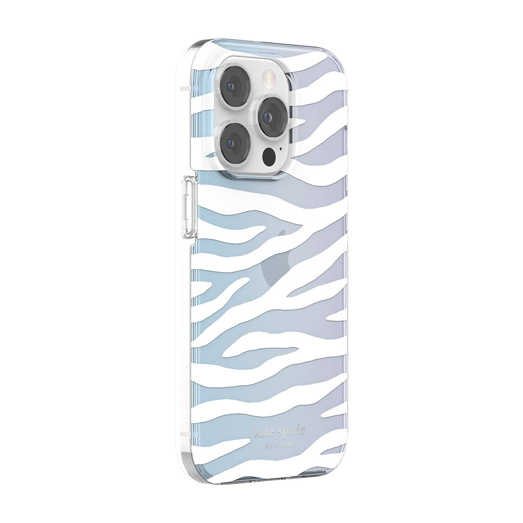 KSNY iPhone 14 Pro Protective Hardshell White Zebra Iridescent