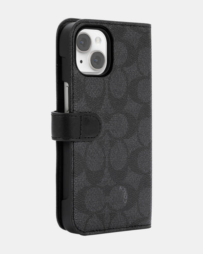 Coach iPhone 14 Folio  Black Folio Signature C Black