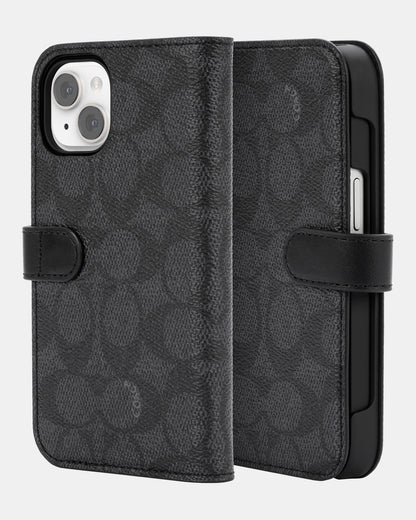 Coach iPhone 14 Folio  Black Folio Signature C Black