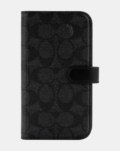Coach iPhone 14 Folio  Black Folio Signature C Black