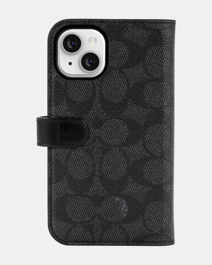 Coach iPhone 14 Folio  Black Folio Signature C Black