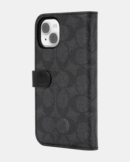 Coach iPhone 14 Folio  Black Folio Signature C Black