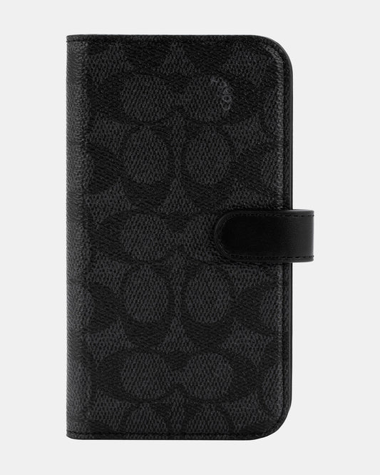 Coach iPhone 14 Folio  Black Folio Signature C Black