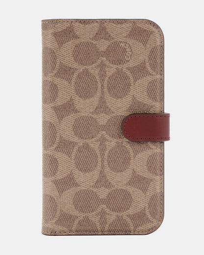 Coach iPhone 14 Pro Folio Folio Signature C Tan